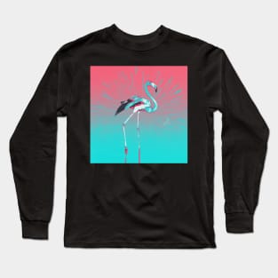 Retro Illustration Of Flamingo Long Sleeve T-Shirt